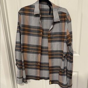 Lululemon Athletica Plaid Shirt in Gray and Yellow